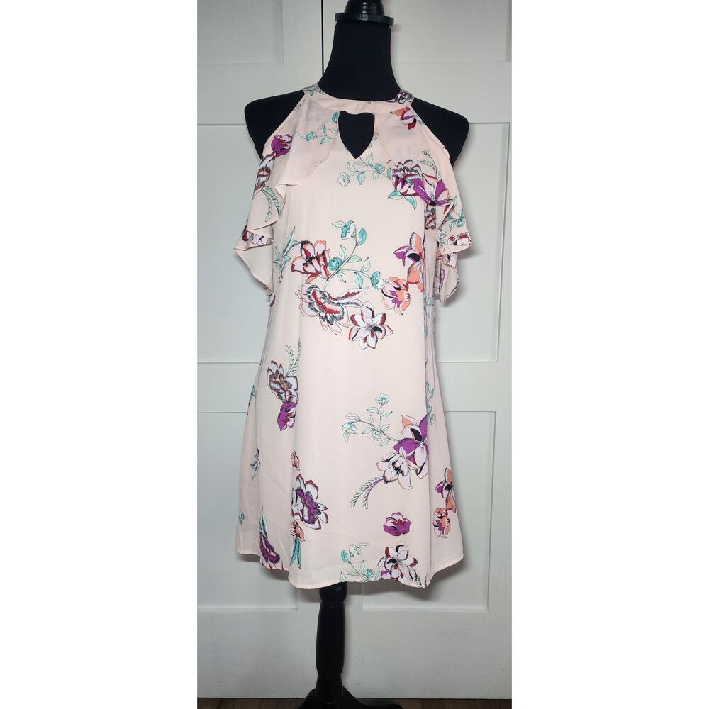 Candies Pink Cold Shoulder High Neck Swing Dress Juniors Size Small